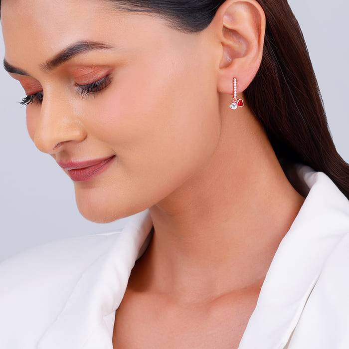 Giva 925 Silver Rose Gold Hearty Hoop Earrings : ER02601