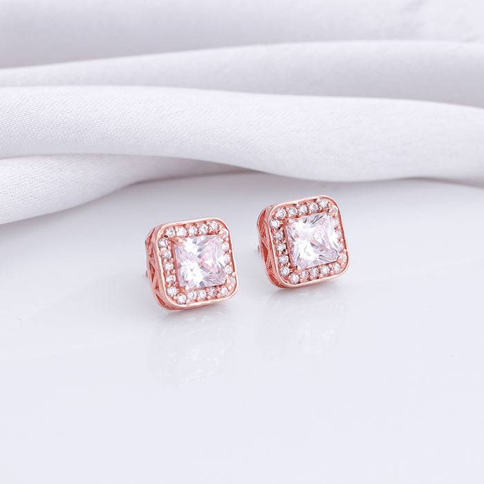 Giva 925 Sterling Silver Rose Gold Love Square Set| Gifts For Women And Girls | With Certi : ER02612PD01351