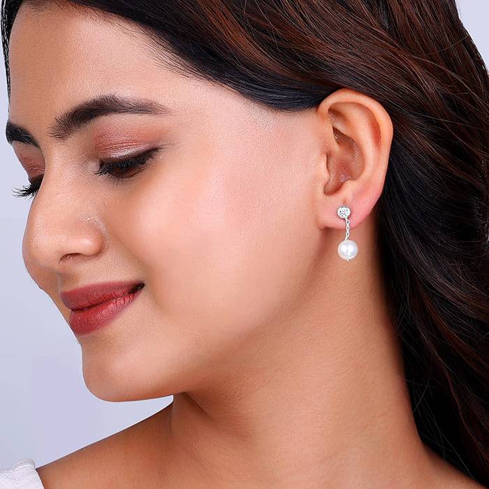 Giva 925 Sterling Silver Pearl'S Glow Earrings| Drops To Gift Women & Girls | With Certifi : ER02620