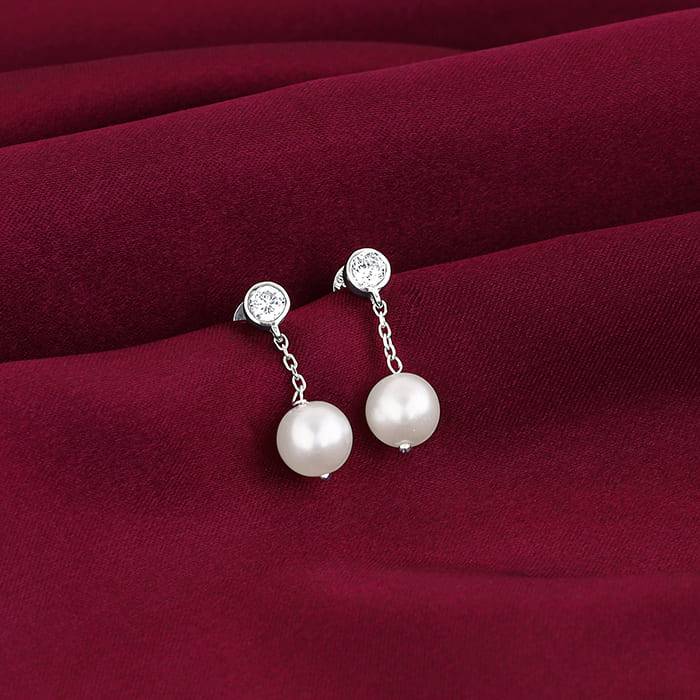 Giva 925 Sterling Silver Pearl'S Glow Earrings| Drops To Gift Women & Girls | With Certifi : ER02620