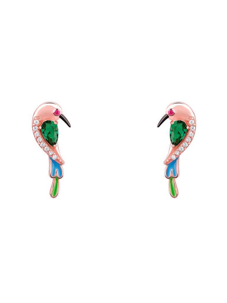 925 Silver Rose Gold Bee Eater Earrings,Convertable For Women : ER02625