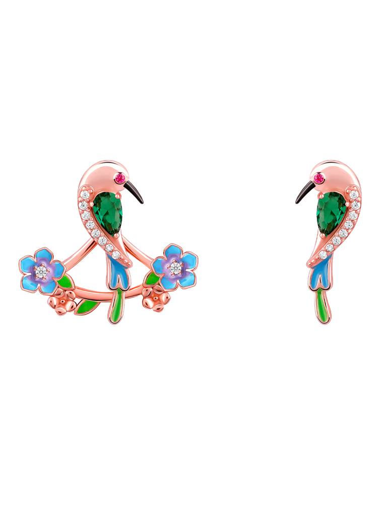925 Silver Rose Gold Bee Eater Earrings,Convertable For Women : ER02625
