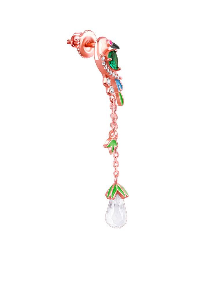 925 Silver Rose Gold Bee Eater Charm Earrings For Women : ER02627