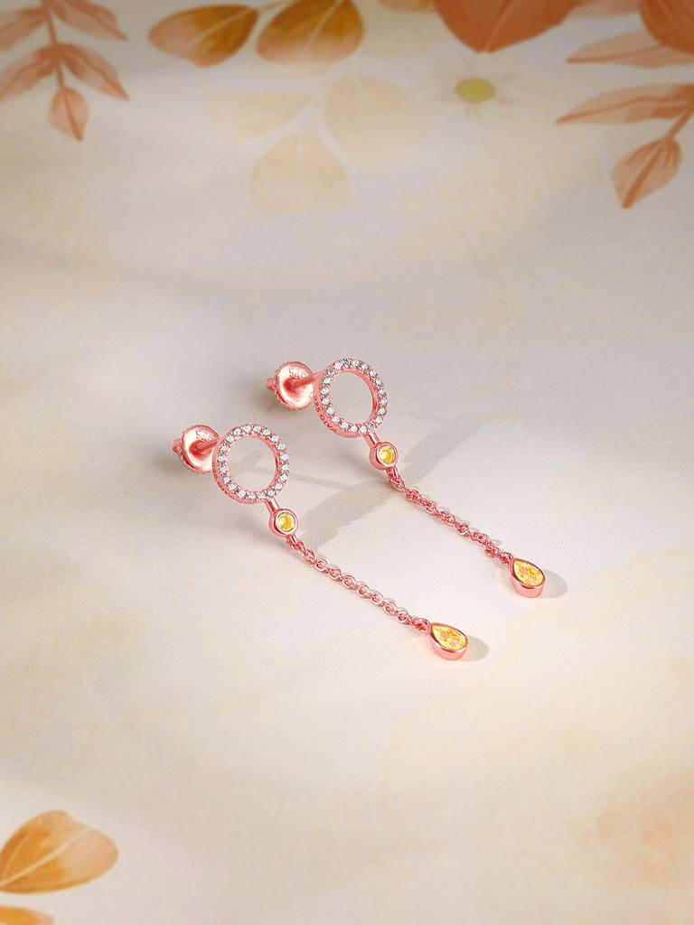 925 Silver Rose Gold Swinging Bird Earrings For Women : ER02628