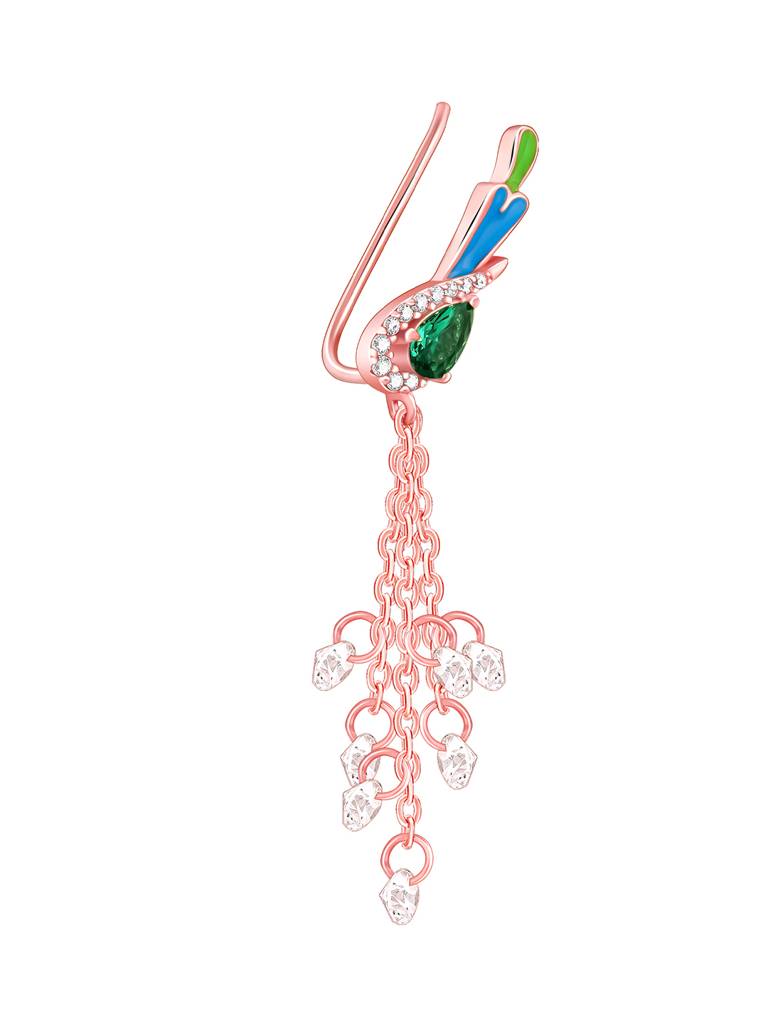 925 Silver Rose Gold Woody Bird Ear Cuffs For Women : ER02629