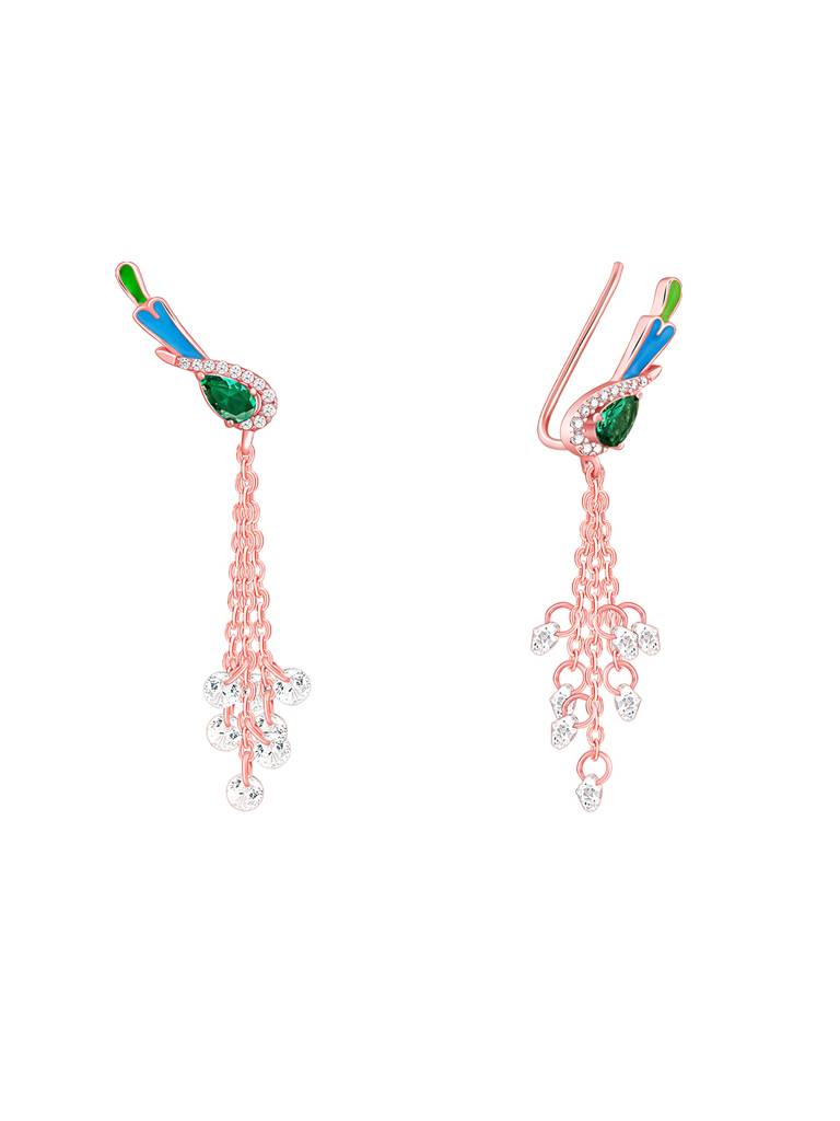 925 Silver Rose Gold Woody Bird Ear Cuffs For Women : ER02629