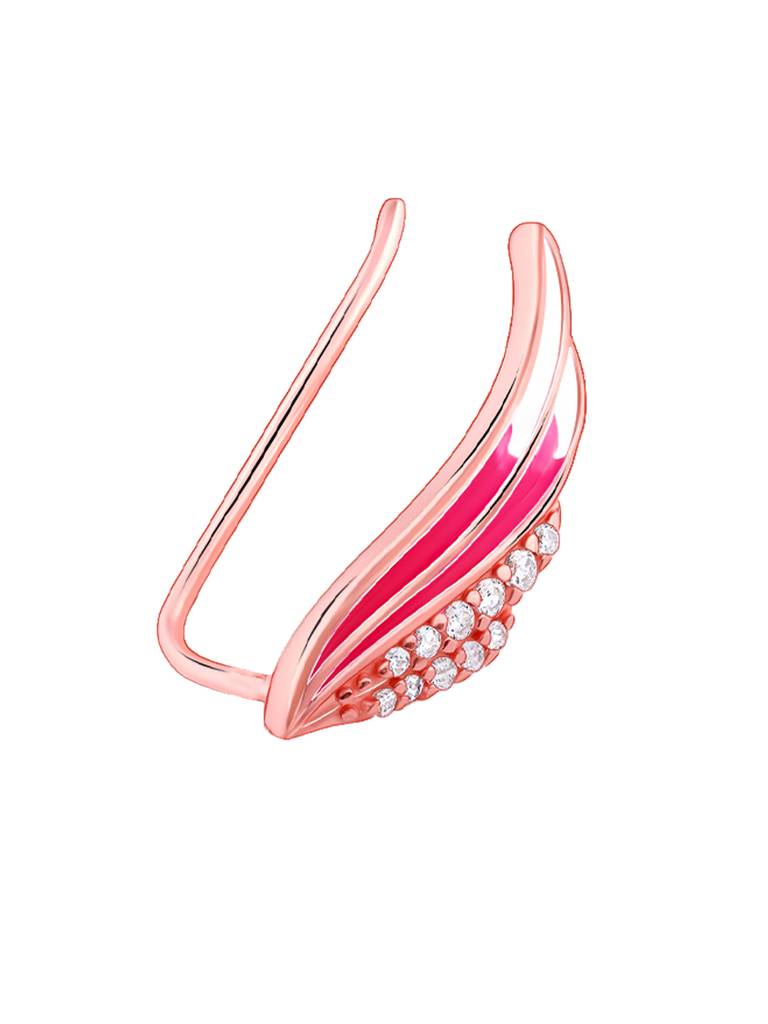925 Silver Rose Gold Flutter In Pink Earrings,Convertable For Women : ER02630