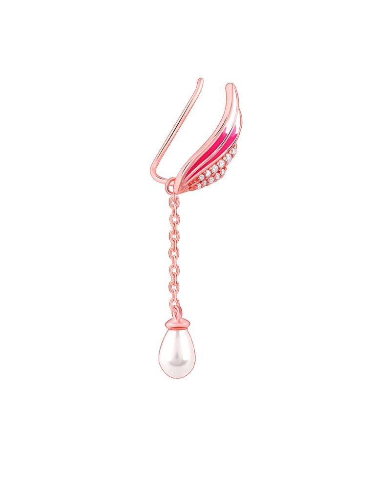 925 Silver Rose Gold Flutter In Pink Earrings,Convertable For Women : ER02630