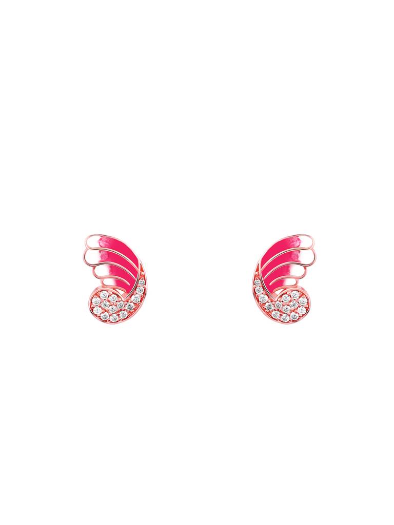 925 Silver Rose Gold Curled Wing Earrings For Women : ER02631