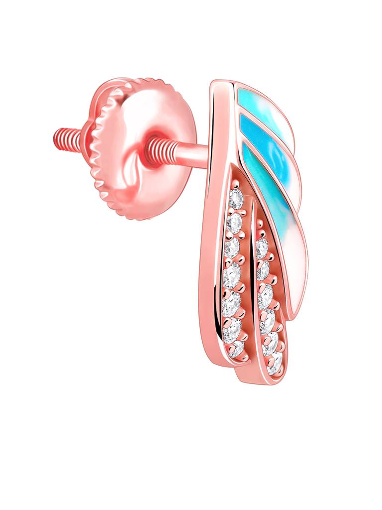 925 Silver Rose Gold Wing Flap Earrings For Women : ER02632