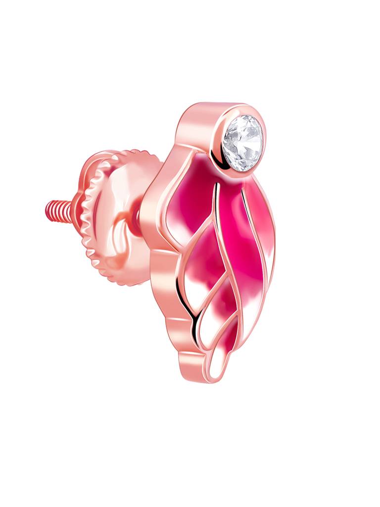 925 Silver Rose Gold Fluffed Wing Earrings For Women : ER02634