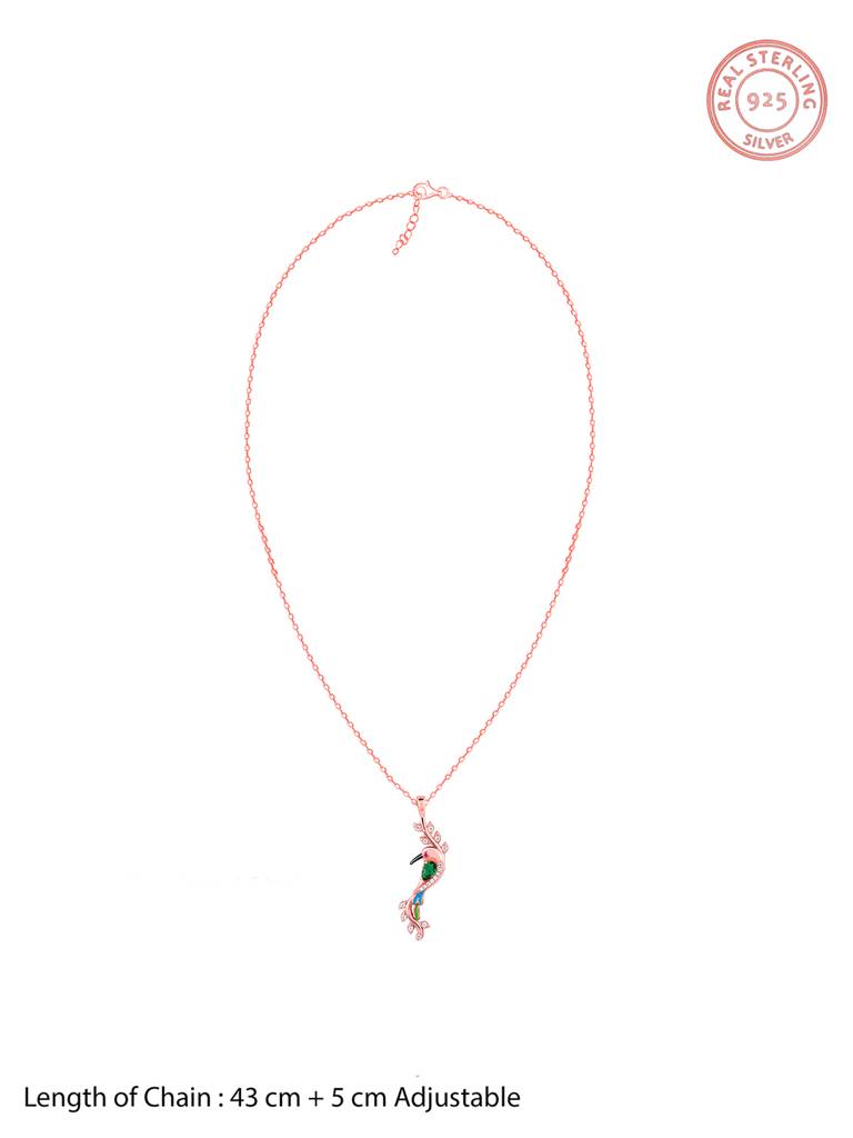 925 Silver Rose Gold Lovely Bird Set For Women : ER02636PD02406