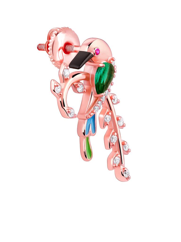 925 Silver Rose Gold Lovely Bird Earrings For Women : ER02636