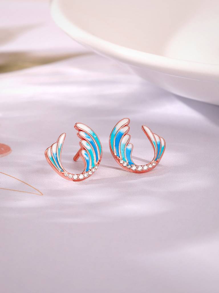 925 Silver Rose Gold Spread Your Wings Earrings For Women : ER02637
