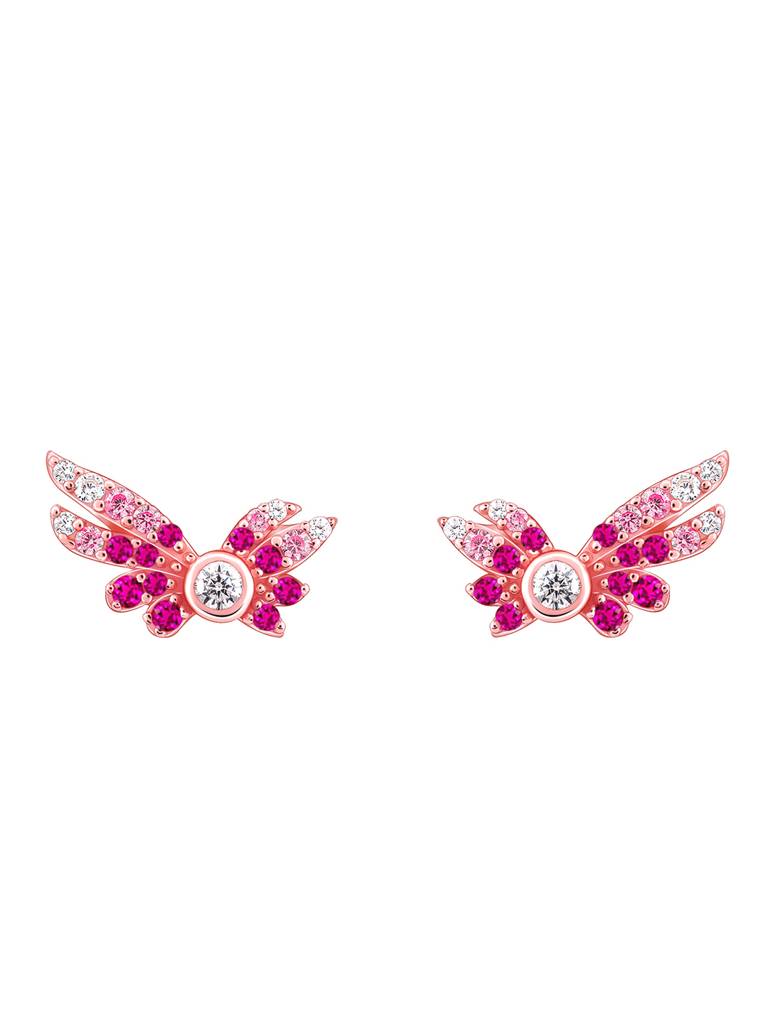 925 Silver Rose Gold Fly In Pink Earrings For Women : ER02639