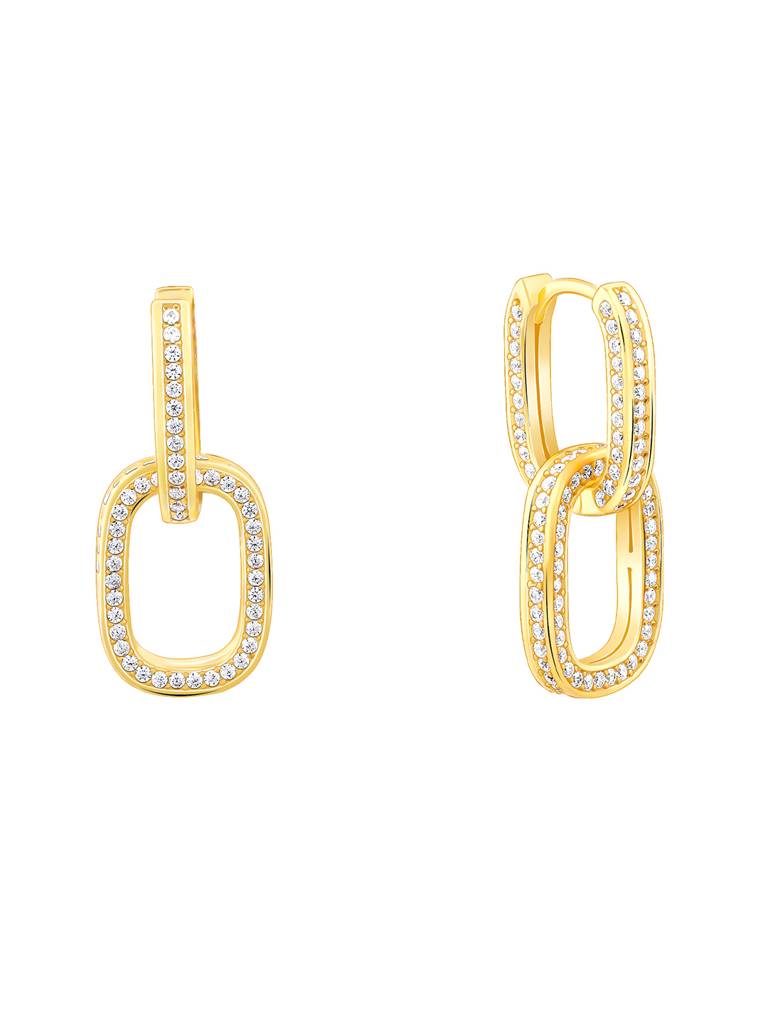 Silver Golden Interconnected Hoop Earrings : ER02644