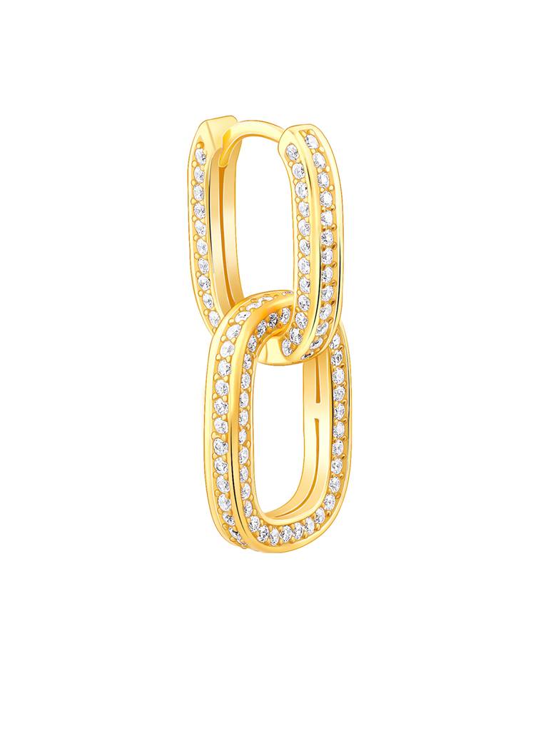 Silver Golden Interconnected Hoop Earrings : ER02644