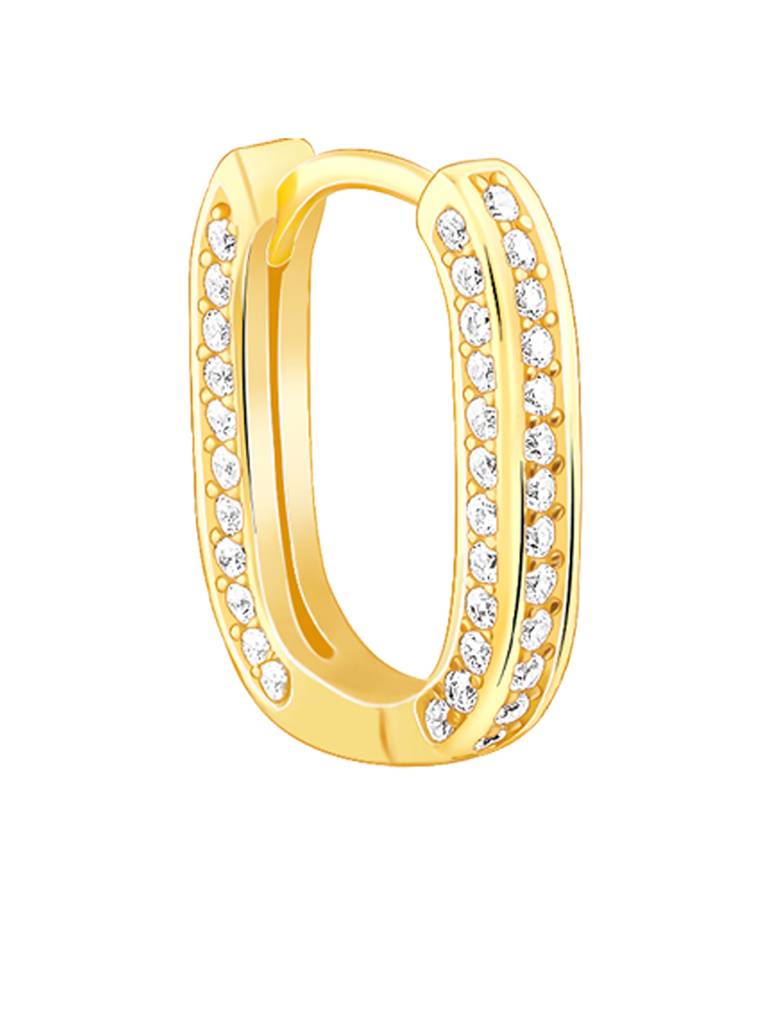 Silver Golden Interconnected Hoop Earrings : ER02644