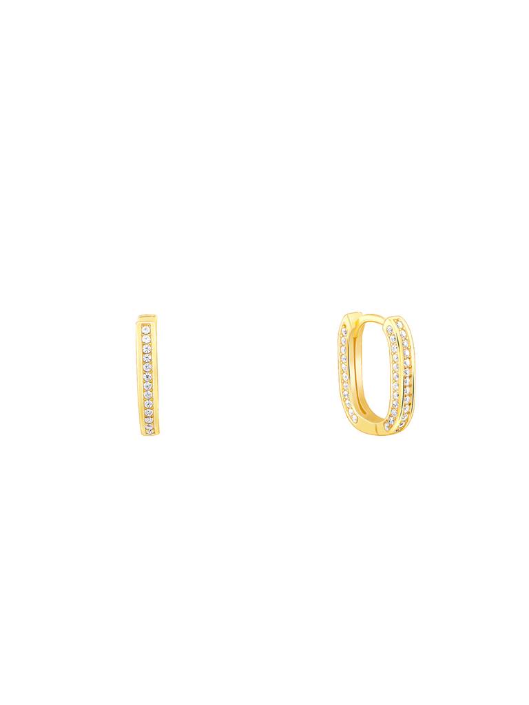 Silver Golden Interconnected Hoop Earrings : ER02644