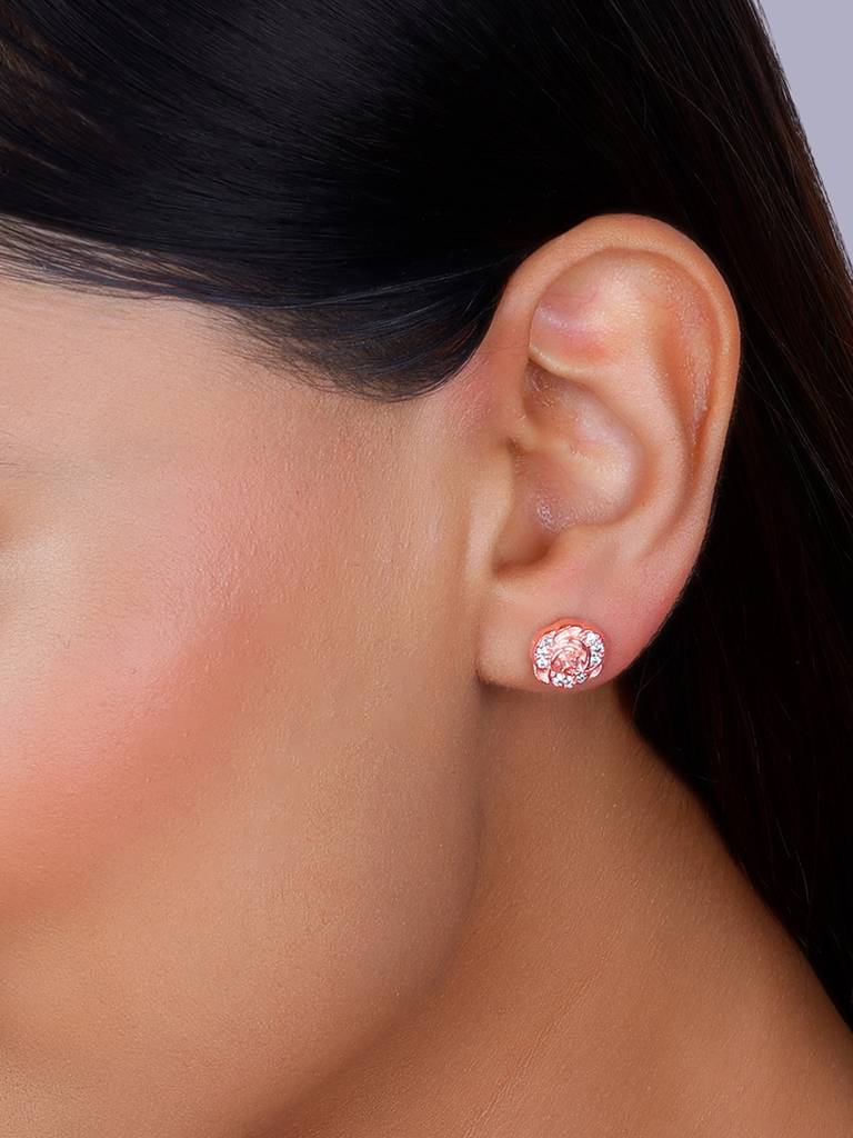 Silver Rose Gold Roseate Earrings : ER02652