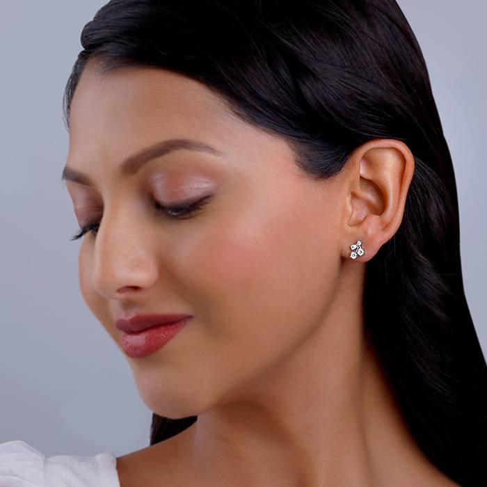 Silver Sparkling Floral Studs| Studs To Gift Women & Girls | With Certificate Of Authentic : ER02655