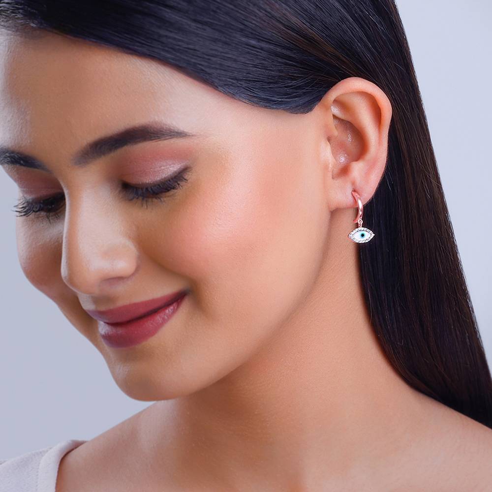 Giva 925 Silver Rose Gold Evil Eye Earrings| Drops To Gift Women & Girls : ER02658