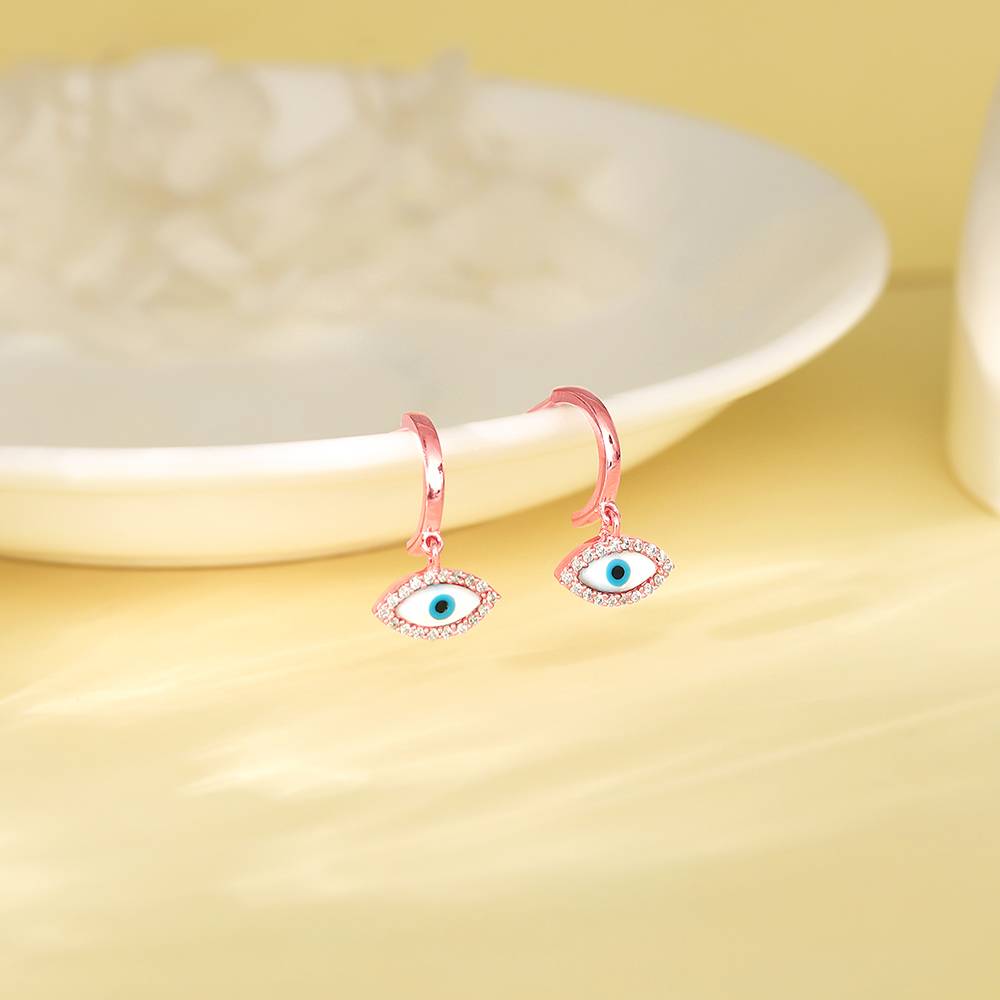 Giva 925 Silver Rose Gold Evil Eye Earrings| Drops To Gift Women & Girls : ER02658