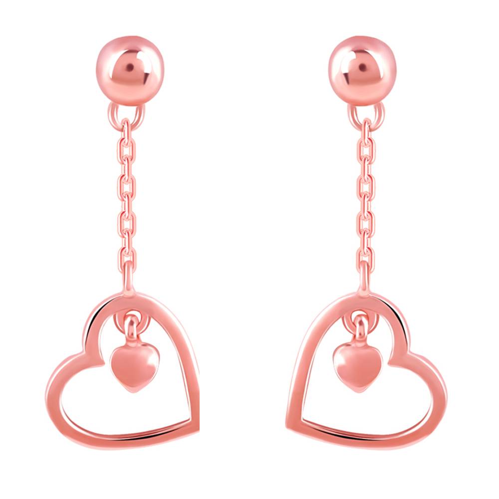 Giva 925 Silver Rose Gold Heart Danglers| Drops To Gift Women & Girls : ER02661