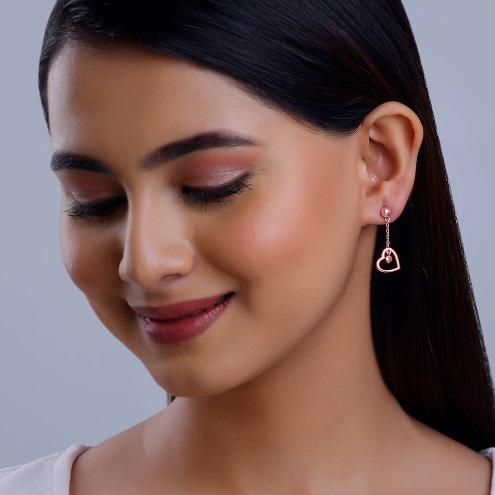 Giva 925 Silver Rose Gold Heart Danglers| Drops To Gift Women & Girls : ER02661