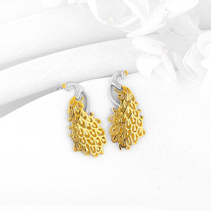 Giva 925 Sterling Silver Golden Peacock Earrings| Drops To Gift Women & Girls | With Certi : ER02666