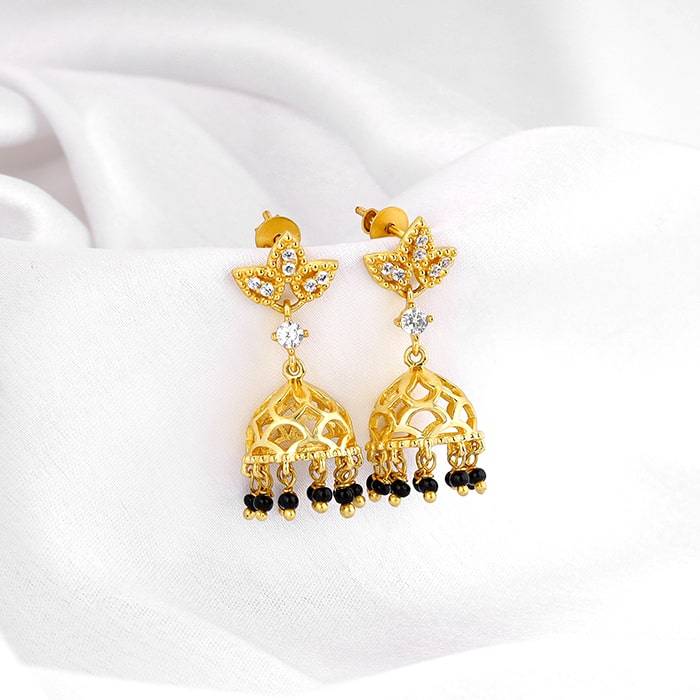 Giva 925 Sterling Silver Golden Desire Mangalsutra Jumkis| Drops To Gift Women & Girls | W : ER02674