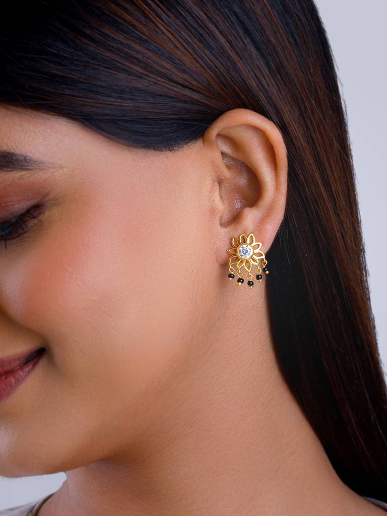Golden Floral Flourish Earrings : ER02676