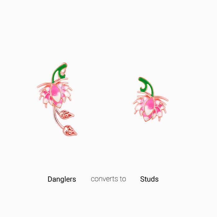 Rose Gold Bewitching Brahma Kamal Convertible Earrings| Drops To Gift Women & Girls | With : ER02708