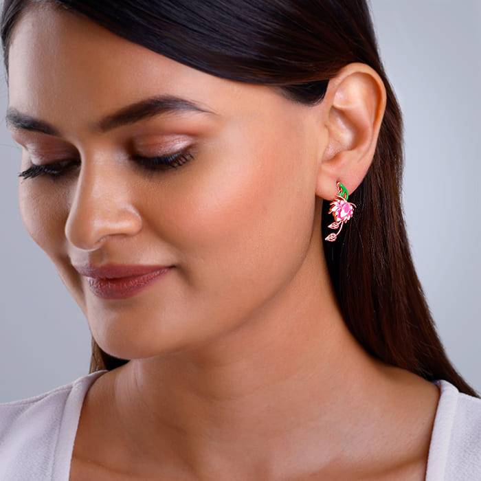 Rose Gold Bewitching Brahma Kamal Convertible Earrings| Drops To Gift Women & Girls | With : ER02708