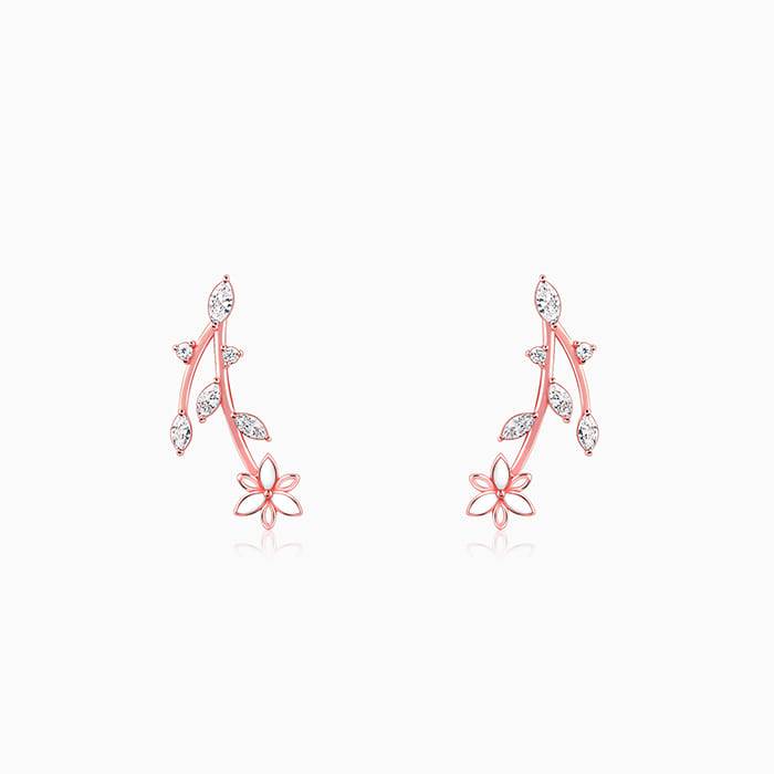 Rose Gold Trillium Treasures Earrings| Studs To Gift Women & Girls | With Certificate Of A : ER02709