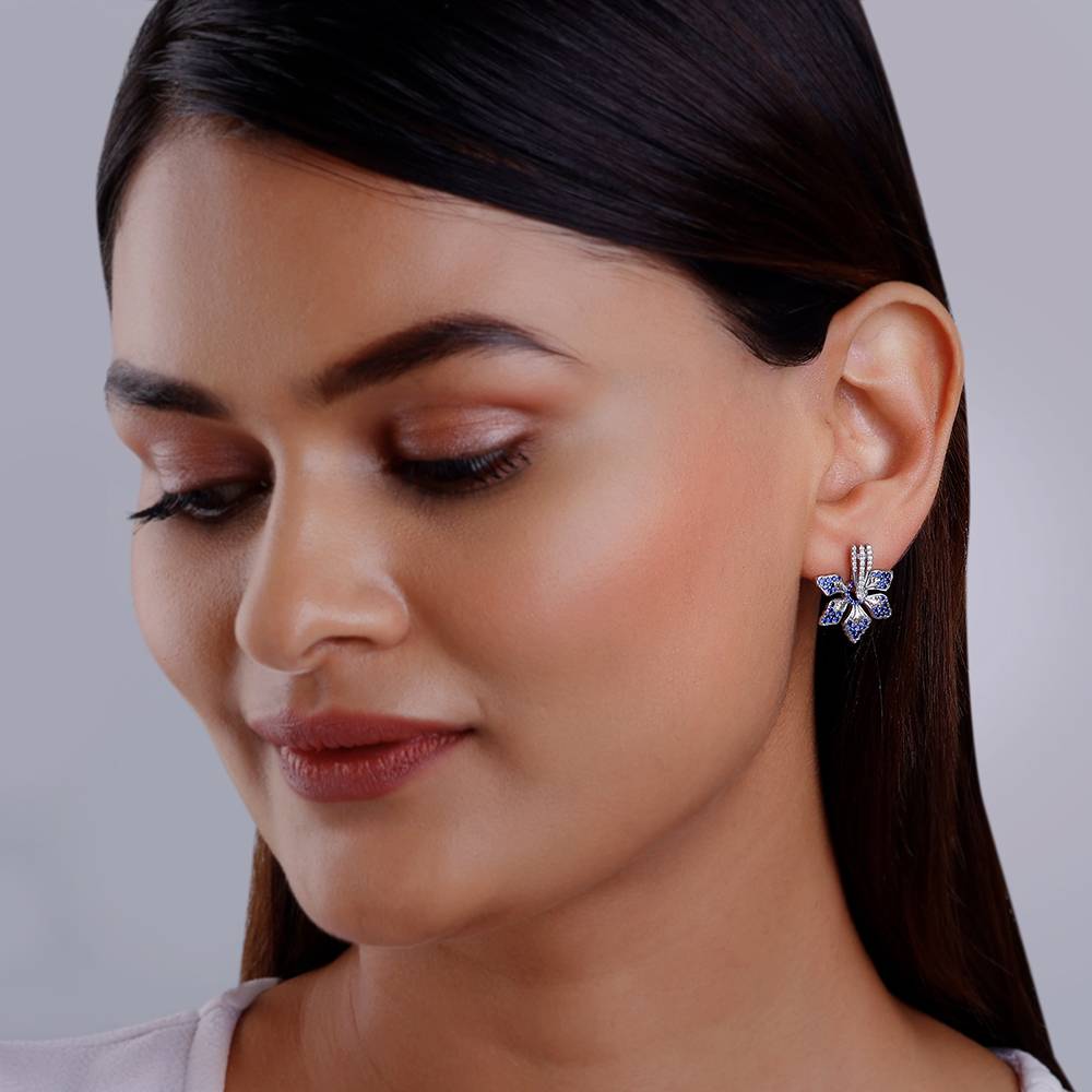 Silver Blue Ebony Convertible Earrings| Drops To Gift Women & Girls : ER02711