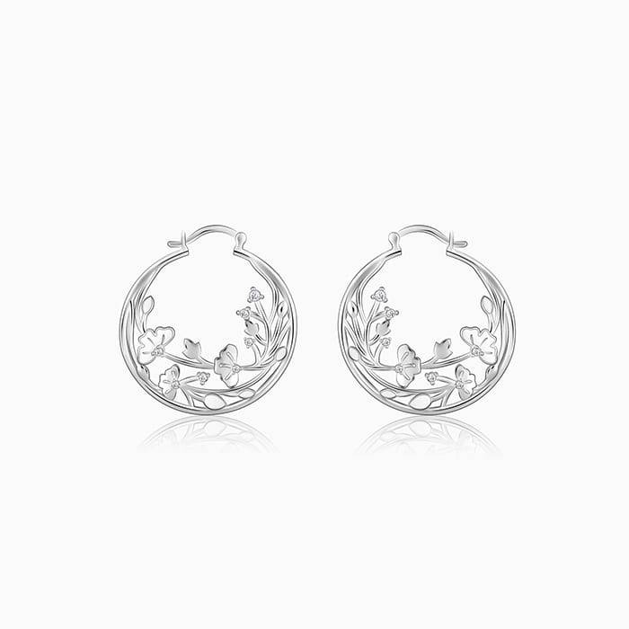 Silver Eyebright Hoop Earrings| Studs To Gift Women & Girls | With Certificate Of Authenti : ER02712