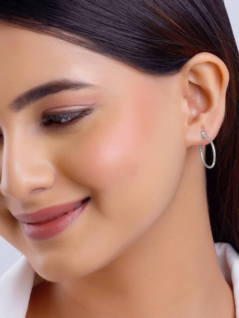 Silver Classic Work Hoop Earrings : ER02719