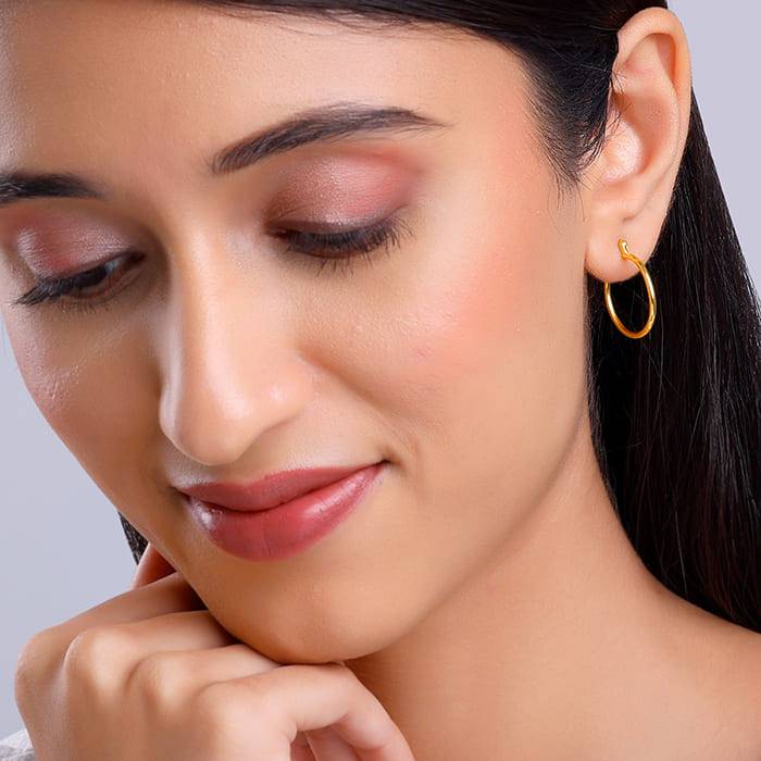 Giva 925 Silver Golden Work Hoop Earrings| Studs To Gift Women & Girls | With Certificate  : ER02720