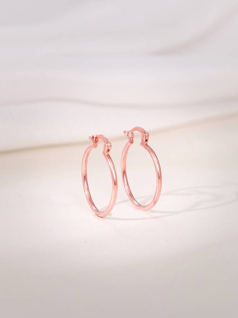 Giva 925 Silver Rose Gold Minimal Hoop Earrings Giva 925 Silver