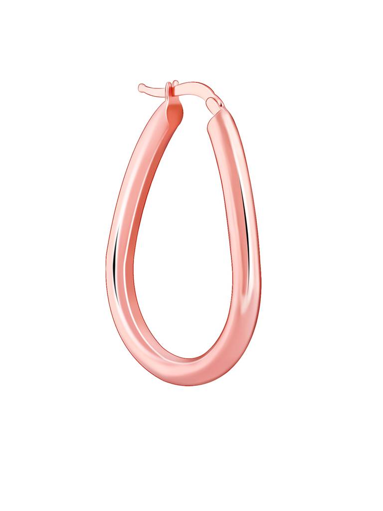Silver Rose Gold Tapered Hoop Earrings : ER02724