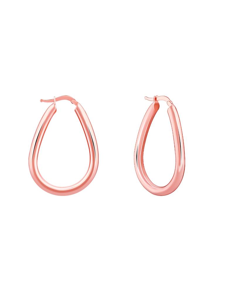 Silver Rose Gold Tapered Hoop Earrings : ER02724