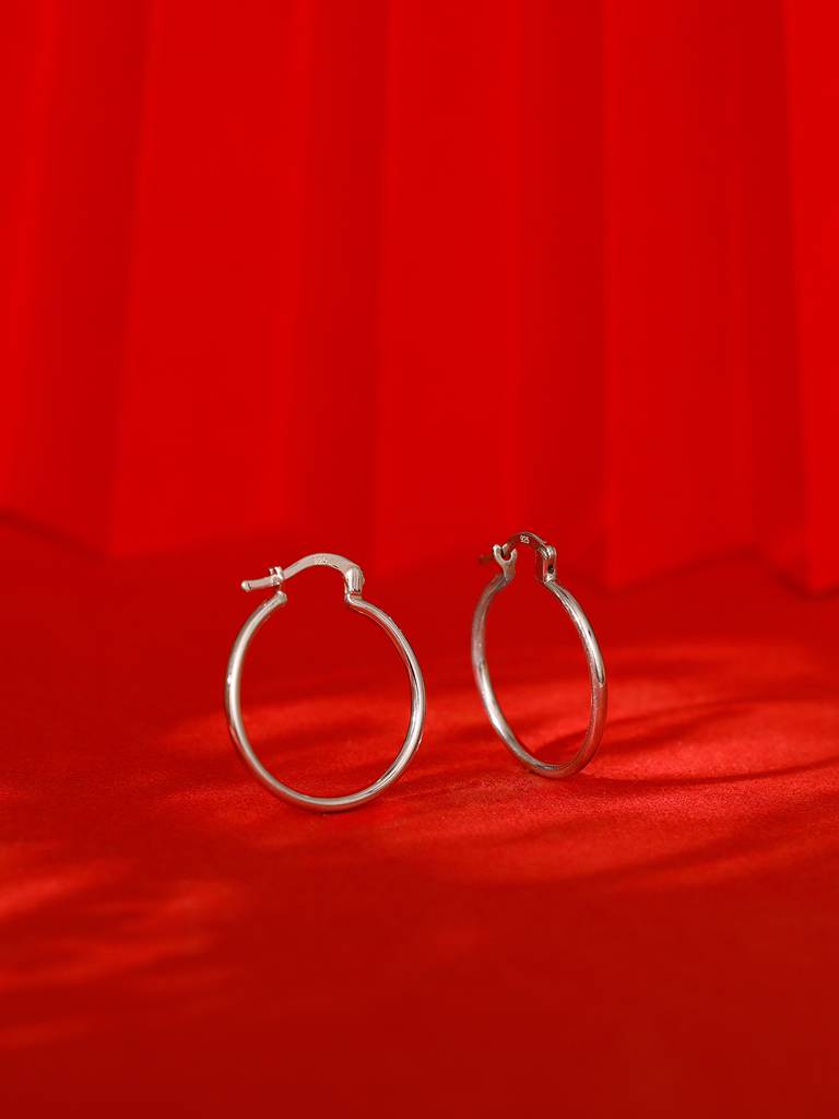 Silver Work Hoop Earrings : ER02725