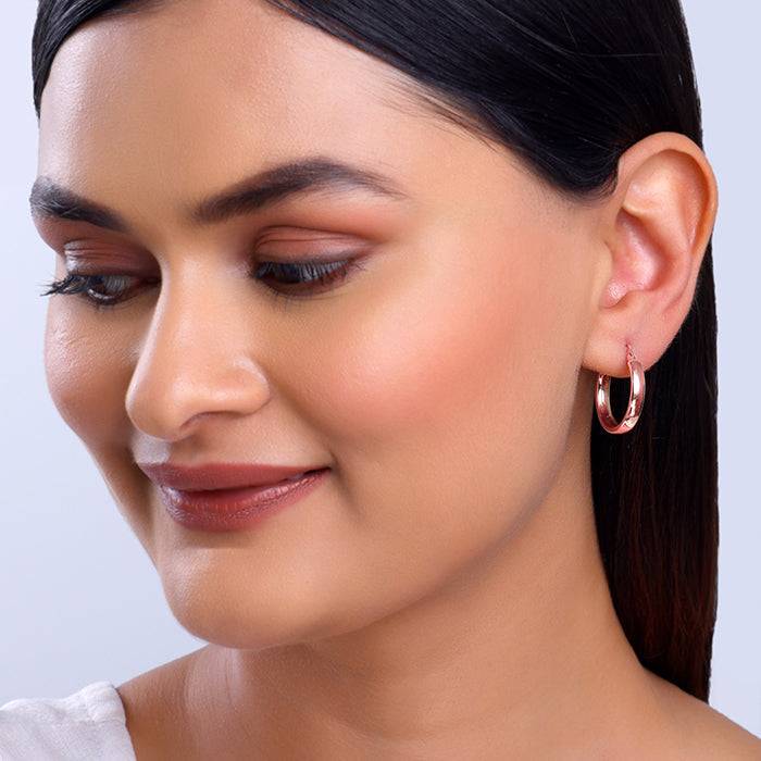 Giva 925 Silver Rose Gold Circular Hoop Earrings : ER02730