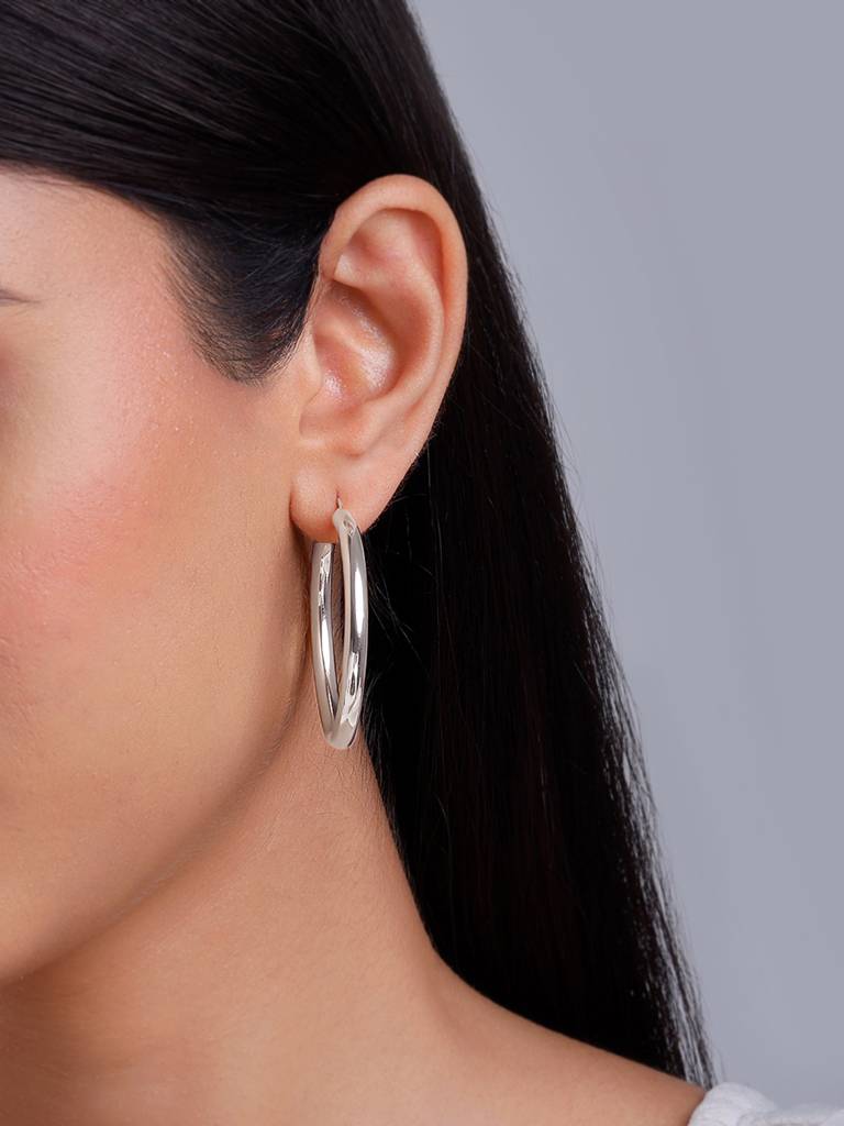 Silver Round Hoop Earring : ER02734