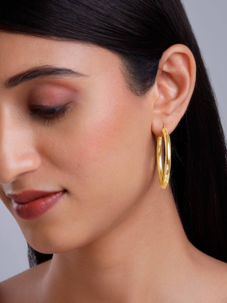 Silver Golden Go Round Hoop Earrings : ER02735