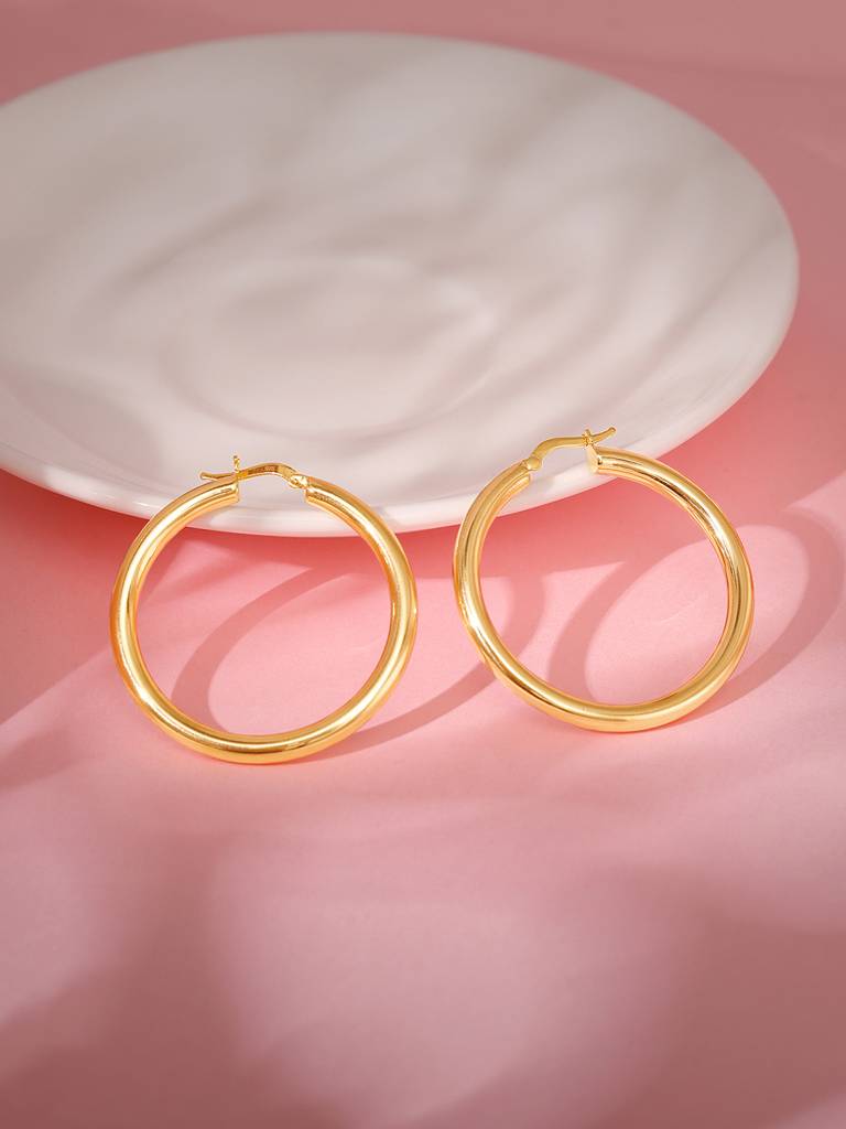 Silver Golden Go Round Hoop Earrings : ER02735
