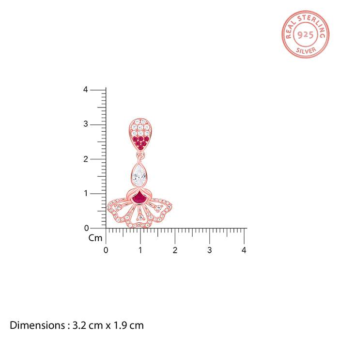 Rose Gold Red Eyebright Dangler Earrings| Studs To Gift Women & Girls | With Certificate O : ER02737