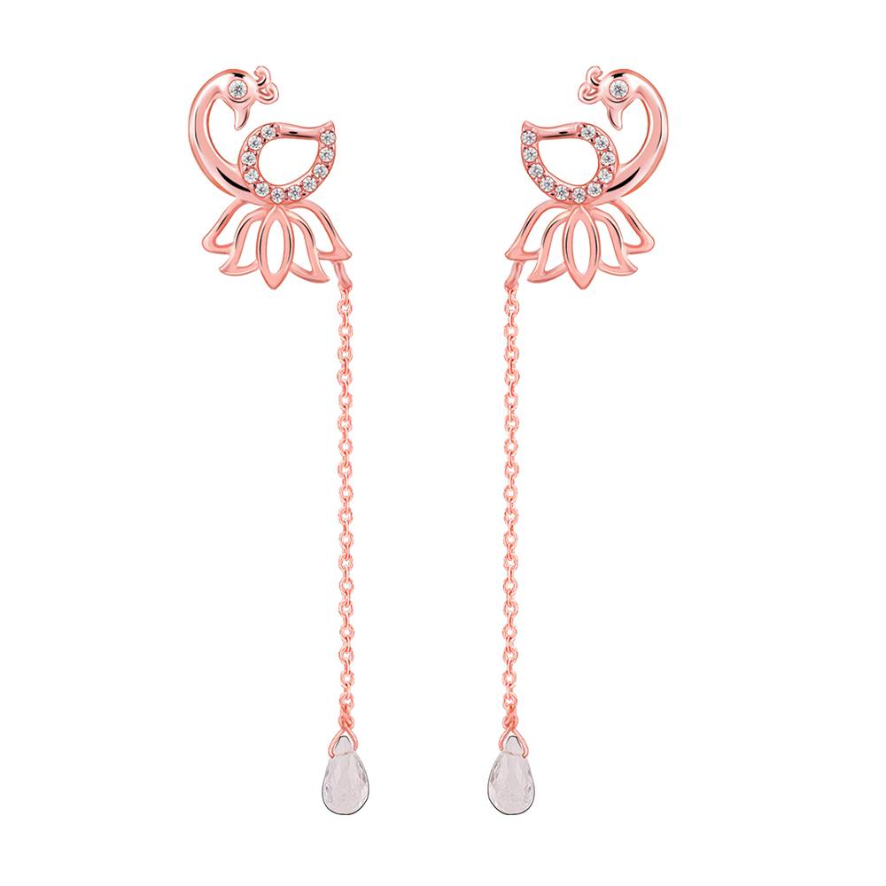 Giva 925 Silver Rose Gold Morni Shine Drop Earrings| Drops To Gift Women & Girls | With Certificate Of Authenticity  : ER02770