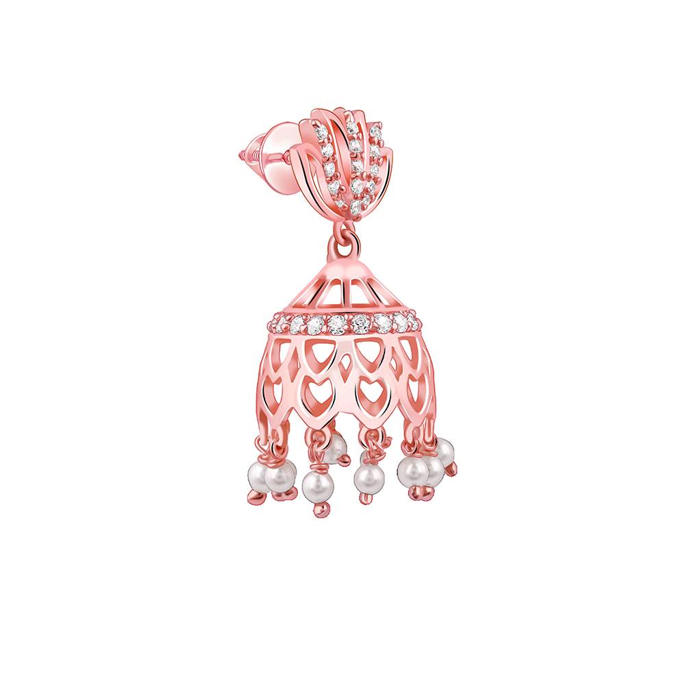 Giva 925 Silver Rose Gold Padma Jhumka| Drops To Gift Women & Girls | With Certificate Of Authenticity And 925 Stamp : ER02772